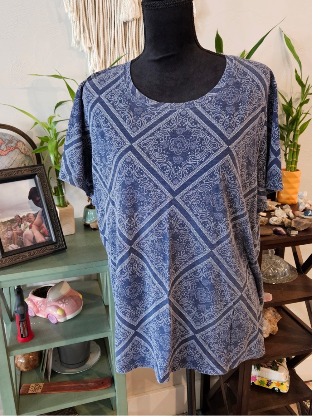Northcrest Blue Patterned Short-Sleeve Tee